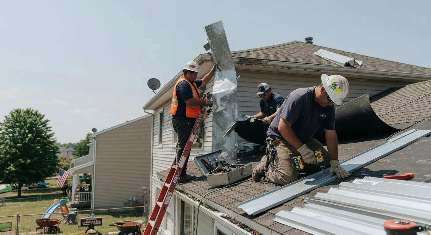 Storm Damage Metal Roof Repair in Linwood, MA